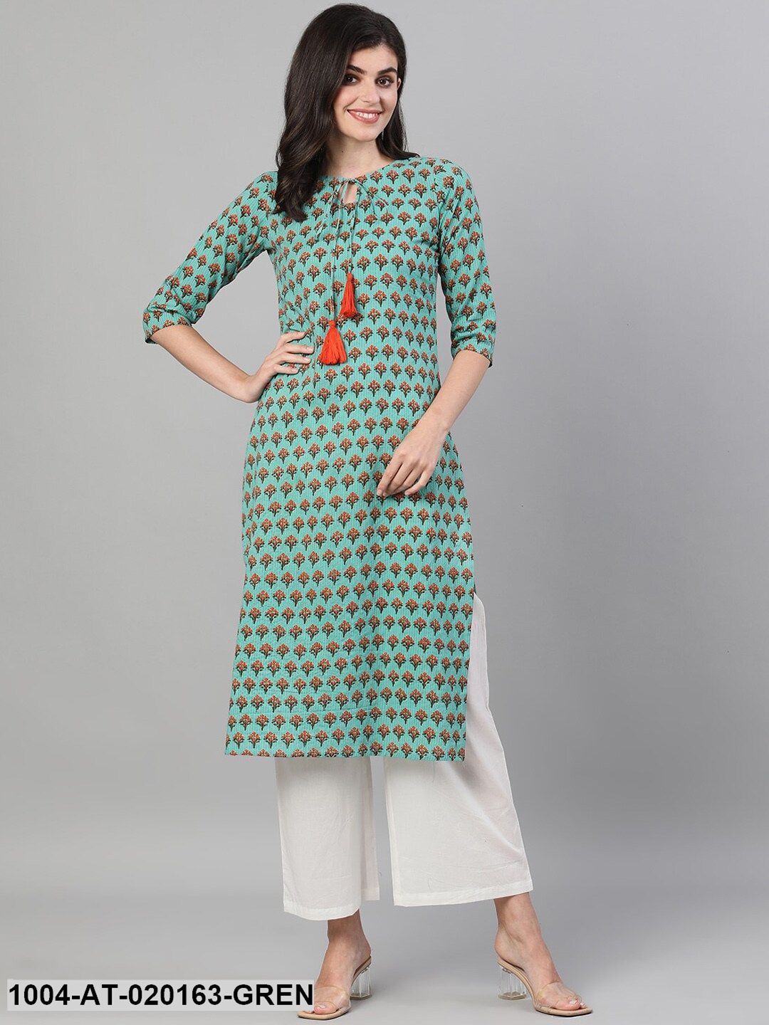 Green Floral Printed Kurta