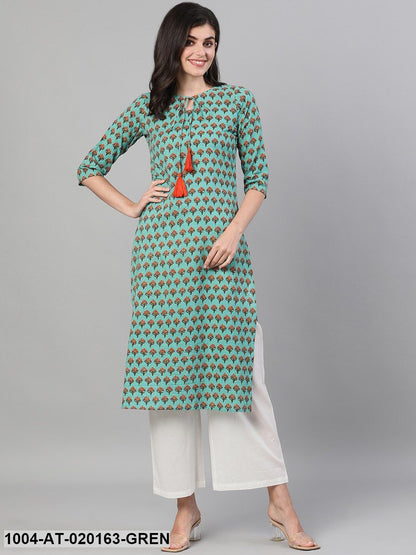 Green Floral Printed Kurta