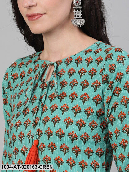 Green Floral Printed Kurta