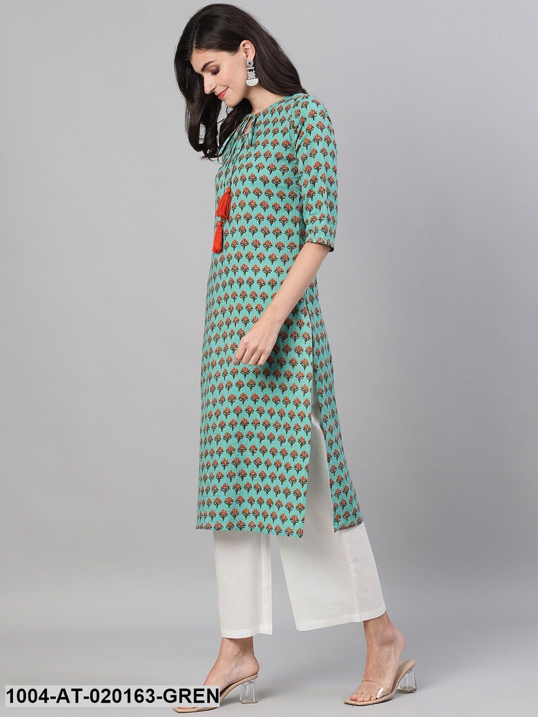 Green Floral Printed Kurta