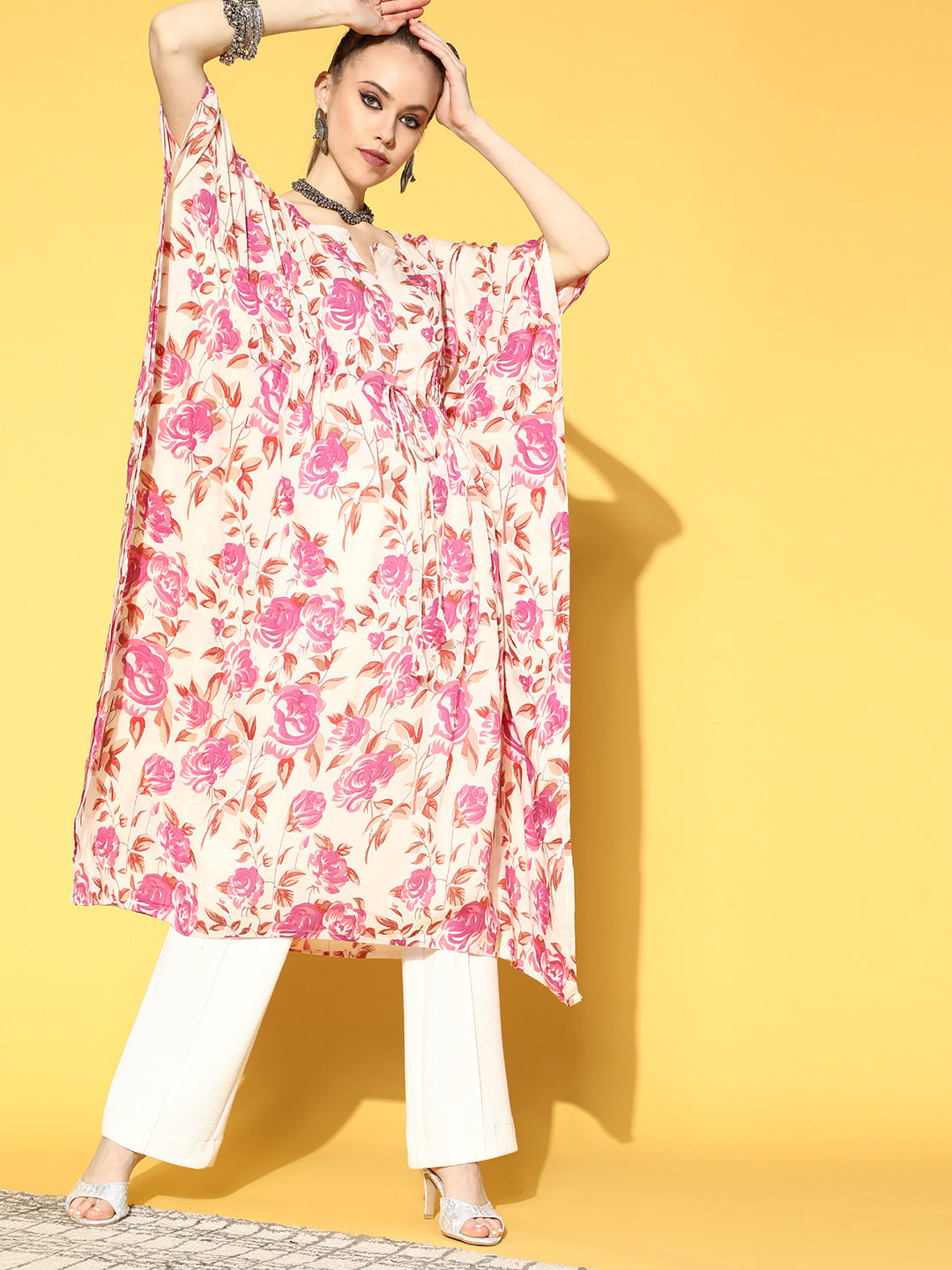 off-White Printed Kaftan Kurta
