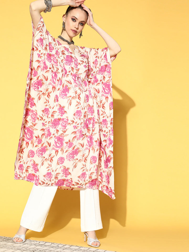 off-White Printed Kaftan Kurta