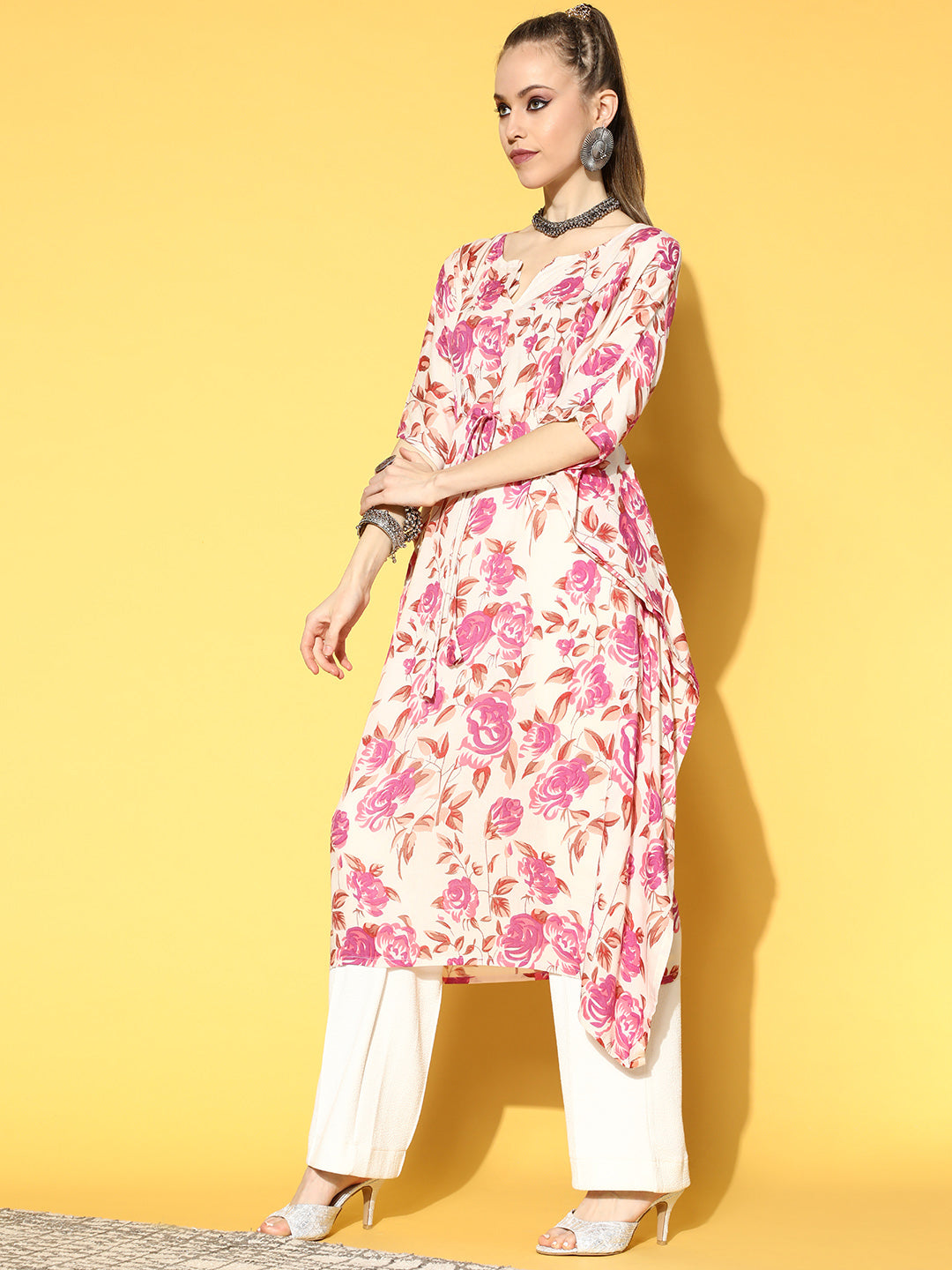 off-White Printed Kaftan Kurta