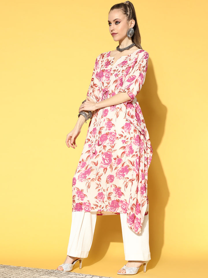 off-White Printed Kaftan Kurta