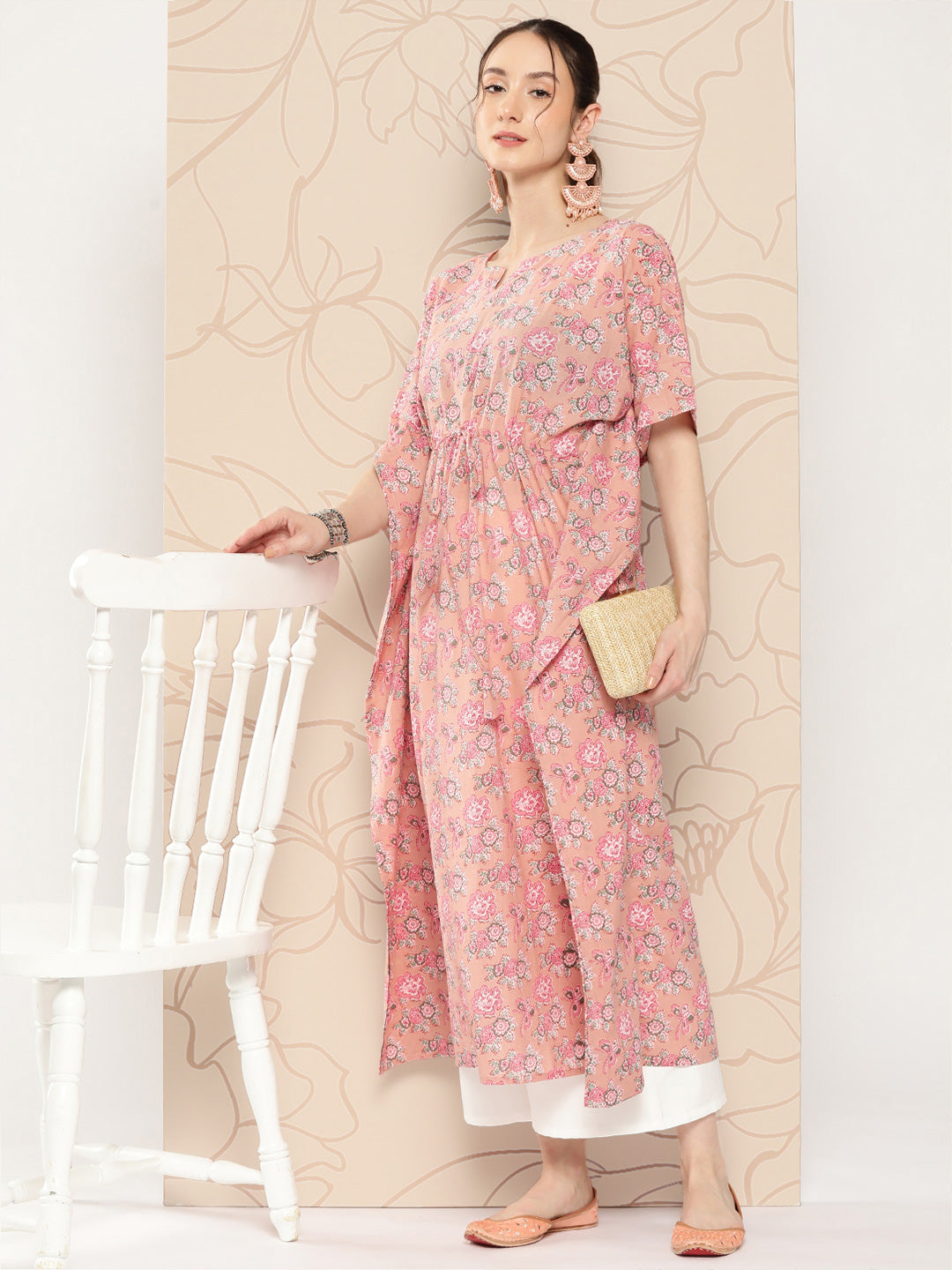 Pink Ethnic Printed Kaftan