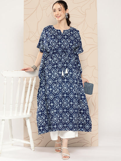 Navy Blue Ethnic Printed Kaftan