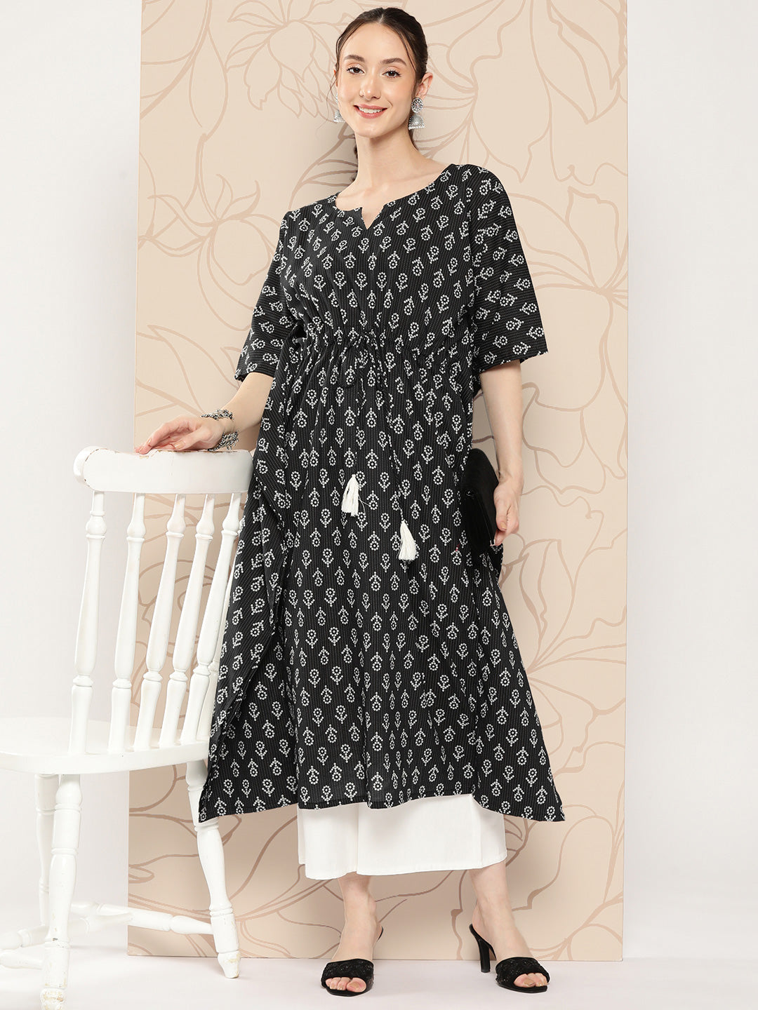 Black Ethnic Printed Kaftan