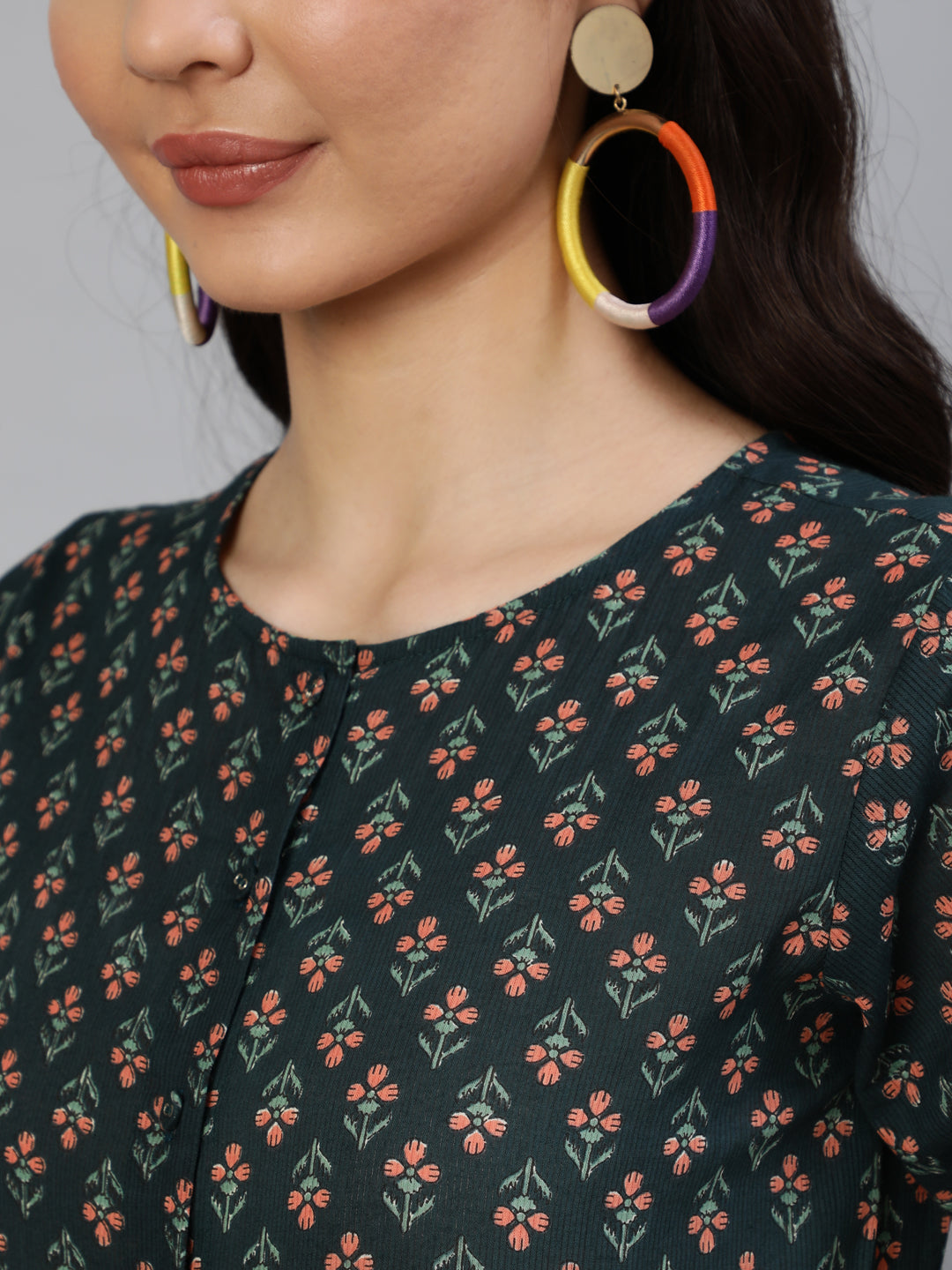 Green Printed Jumpsuit With Side pockets