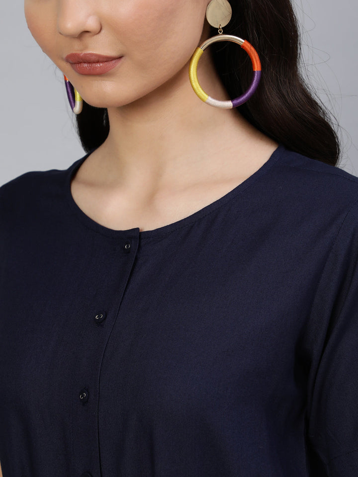 Navy Blue Jumpsuit With Side Pockets