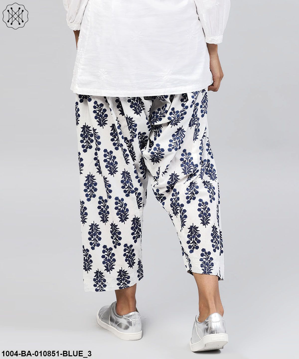 Blue Printed Ankle Length Cotton Salwar