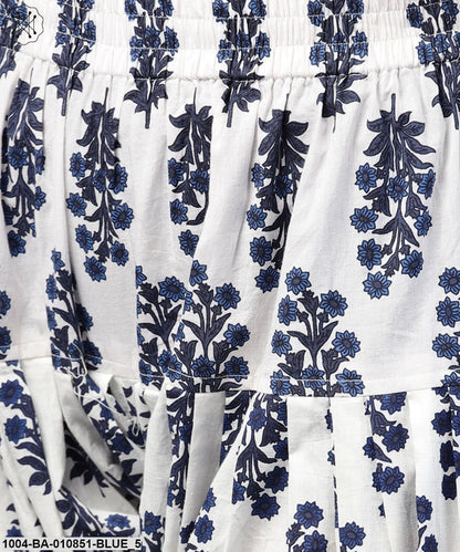 Blue Printed Ankle Length Cotton Salwar