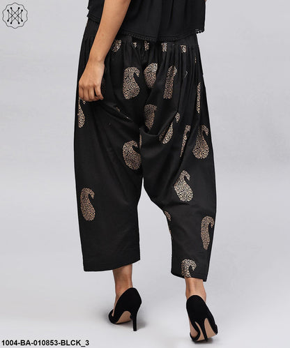 Black Printed Ankle Length Cotton Salwar