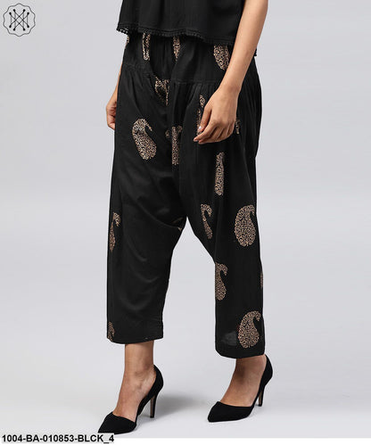 Black Printed Ankle Length Cotton Salwar