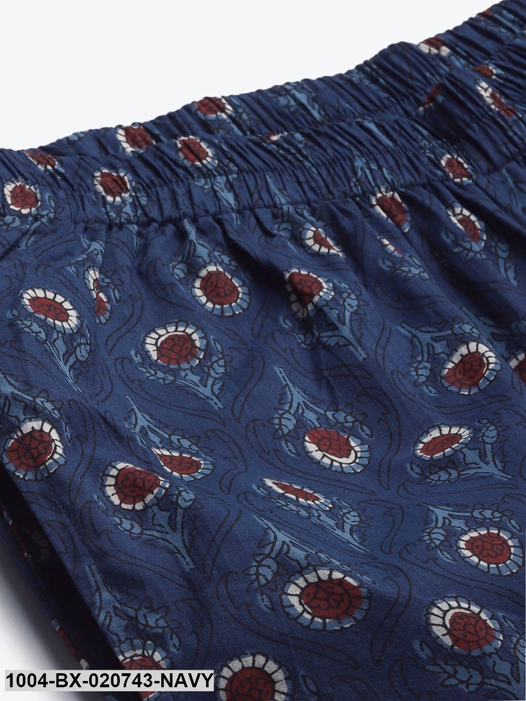 Navy Blue & Maroon Printed Night suit