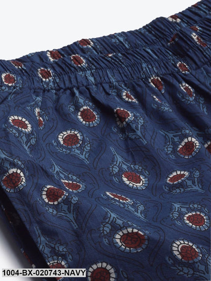 Navy Blue & Maroon Printed Night suit