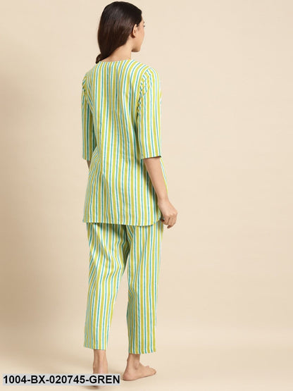 Green & Yellow Striped Night suit