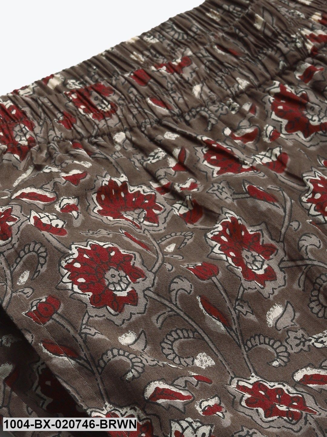 Brown & Maroon Pure Cotton Printed Night Suit