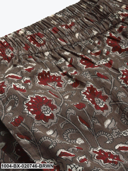 Brown & Maroon Pure Cotton Printed Night Suit