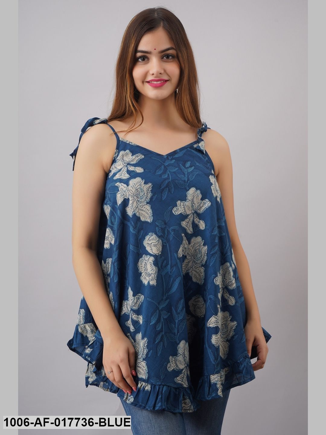 Printed Cotton Sleeveless Short Top