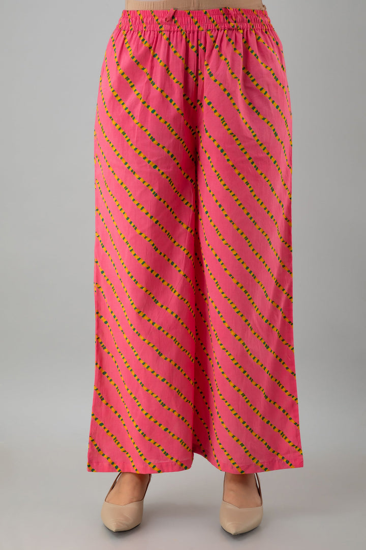 Printed Straight Calf Length 3/4 Sleeves Round Neck Cotton Kurta Dupatta Bottom Set
