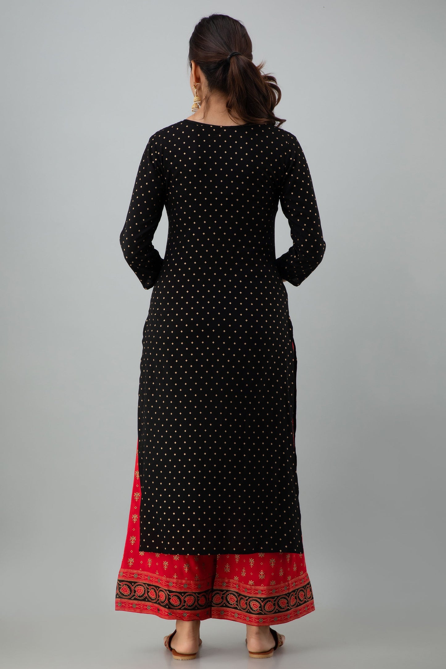 Embroidered Straight Calf Length 3/4 Sleeves Keyhole Neck Rayon Kurta Dupatta Bottom Set