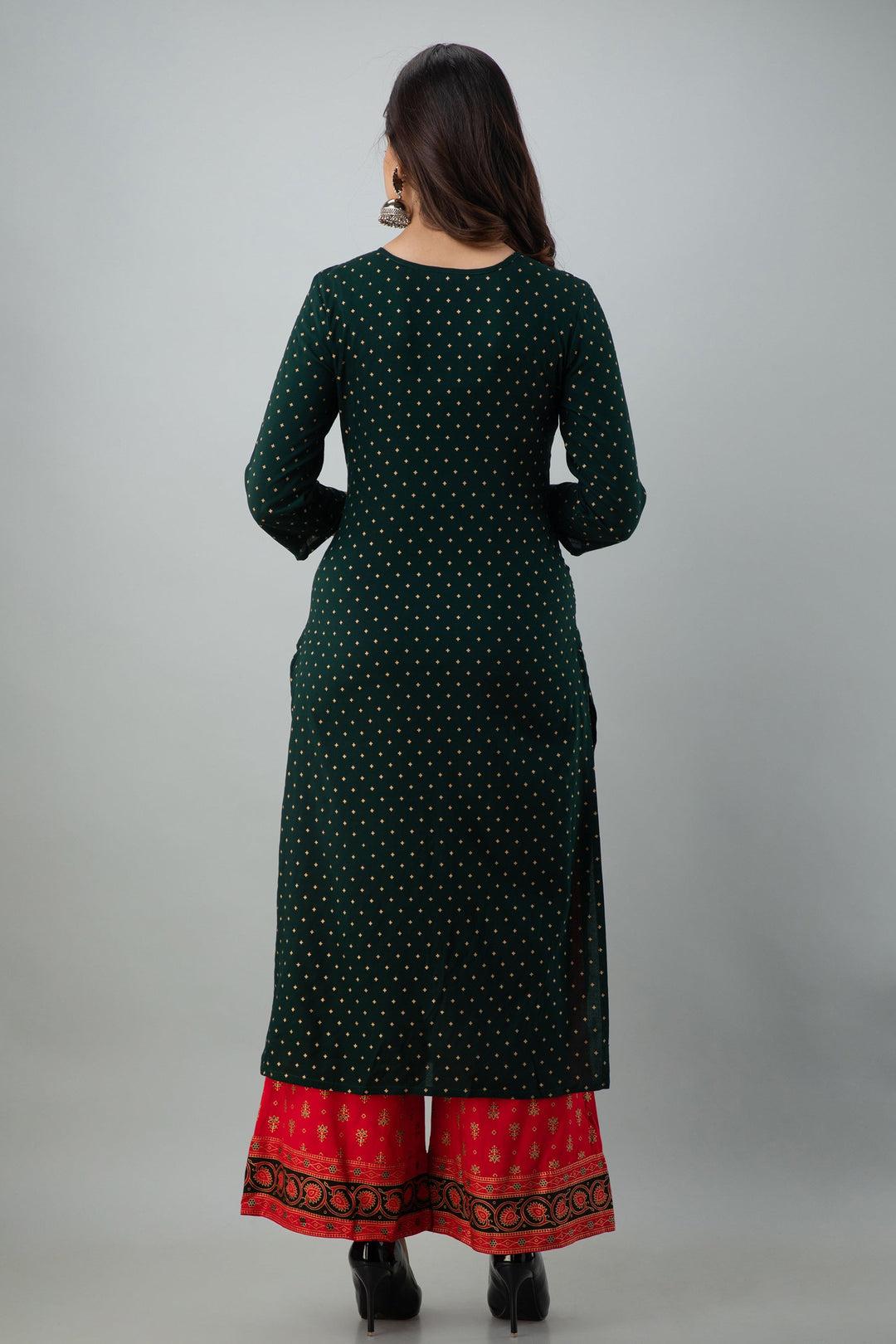 Embroidered Straight Calf Length 3/4 Sleeves Keyhole Neck Rayon Kurta Dupatta Bottom Set