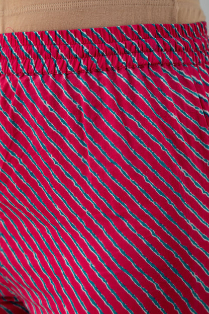 Printed Straight Calf Length 3/4 Sleeves Round Neck Cotton Kurta Dupatta Bottom Set