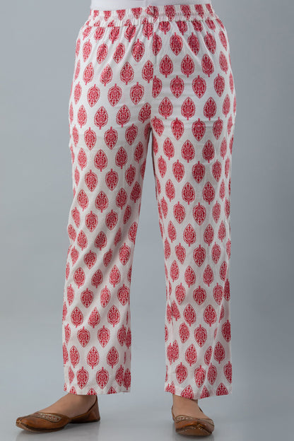 Printed Flared Calf Lenth 3/4 Sleeves Round Neck Cotton Kurta Set