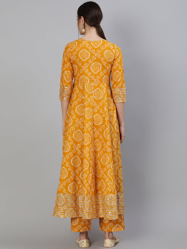 Rayon Mirror Work Anarkali 3/4 Sleeve Round Neck Calf Length Kurta Set