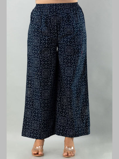 Cotton Printed 3/4 Sleeve Straight Round Neck Calf Length Kurta Set