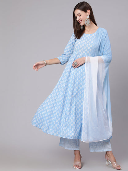 Kimayra blue cotton printed kurta – wholesale manufacturer & exporter from India