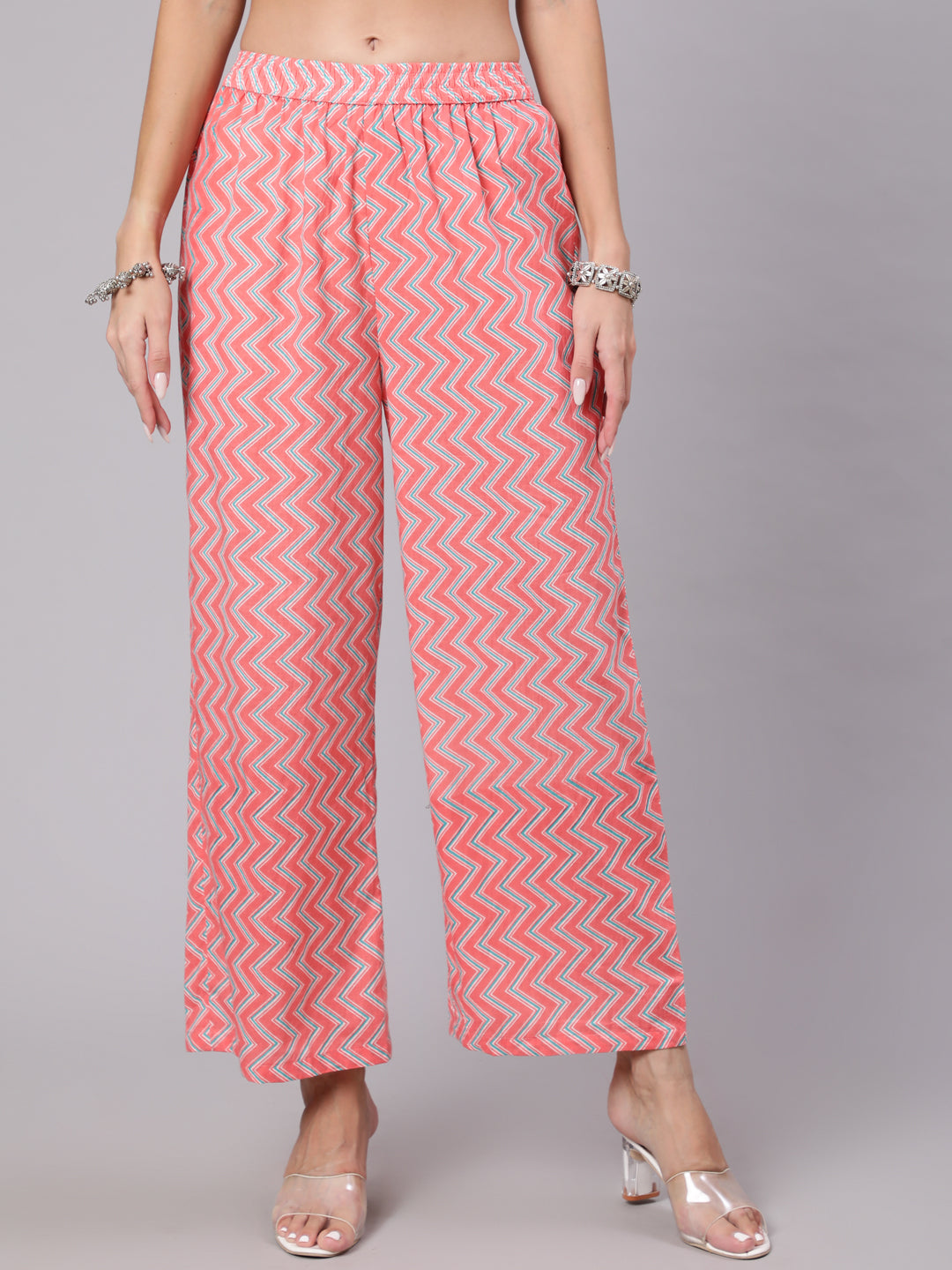 Cotton Calf Length Printed Semi Flared 3/4 Sleeve Round Neck Kurta Bottom Set