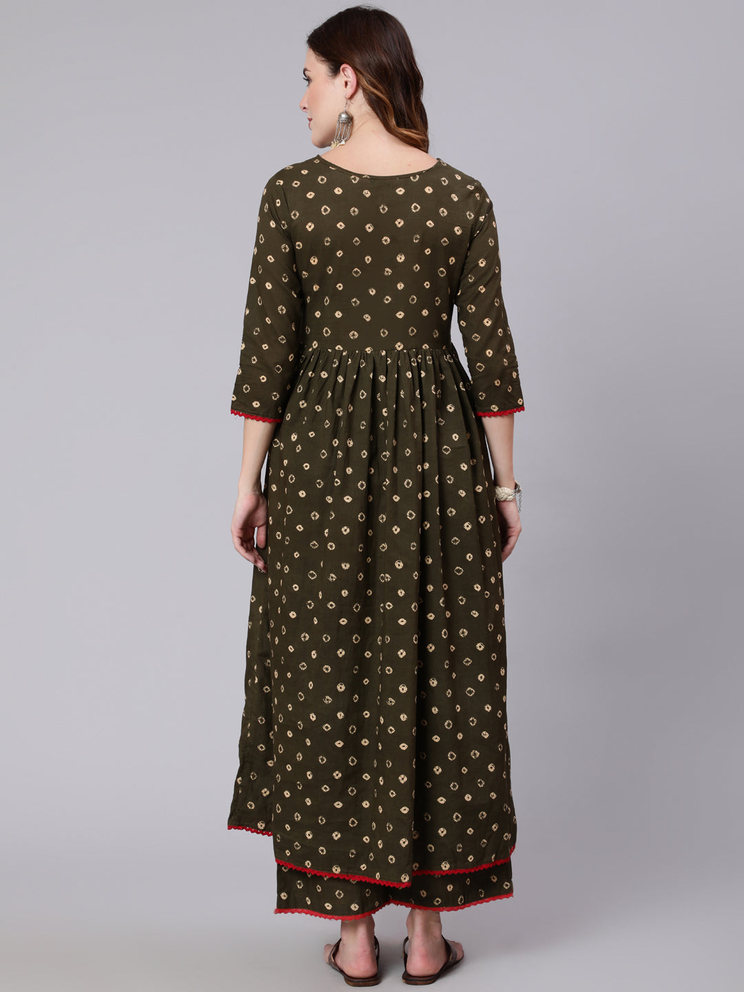 Rayon Calf Length Printed Semi Flared 3/4 Sleeve Round Neck Kurta Dupatta Pant Set