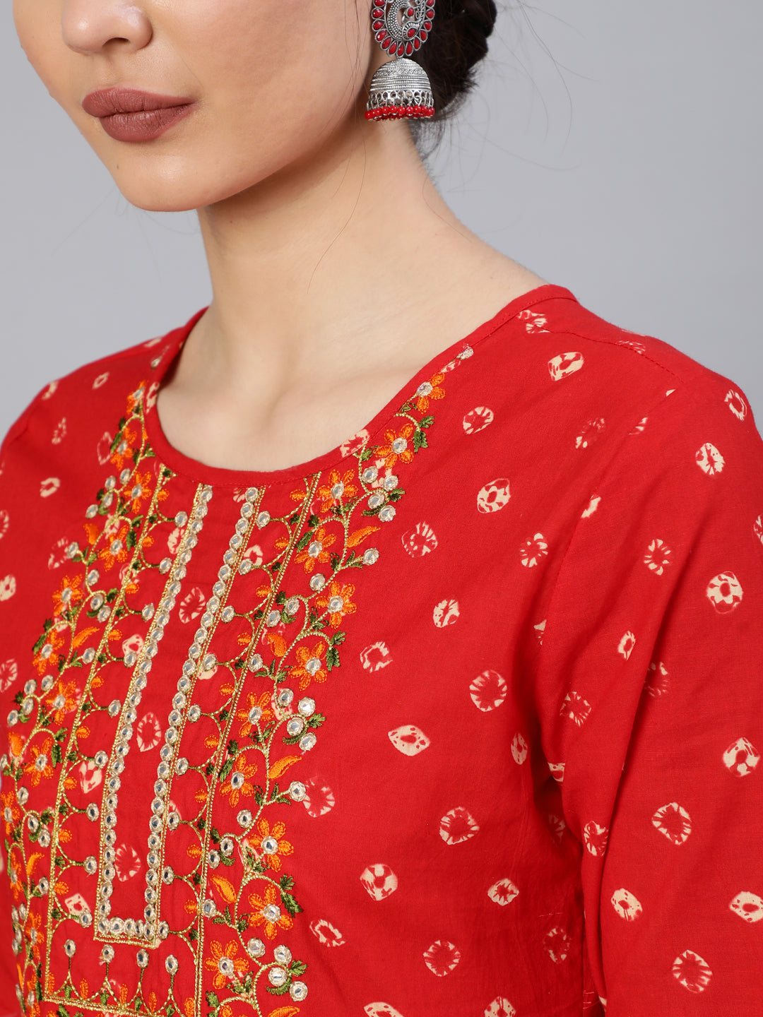 Rayon Calf Length Printed Semi Flared 3/4 Sleeve Round Neck Kurta Dupatta Pant Set