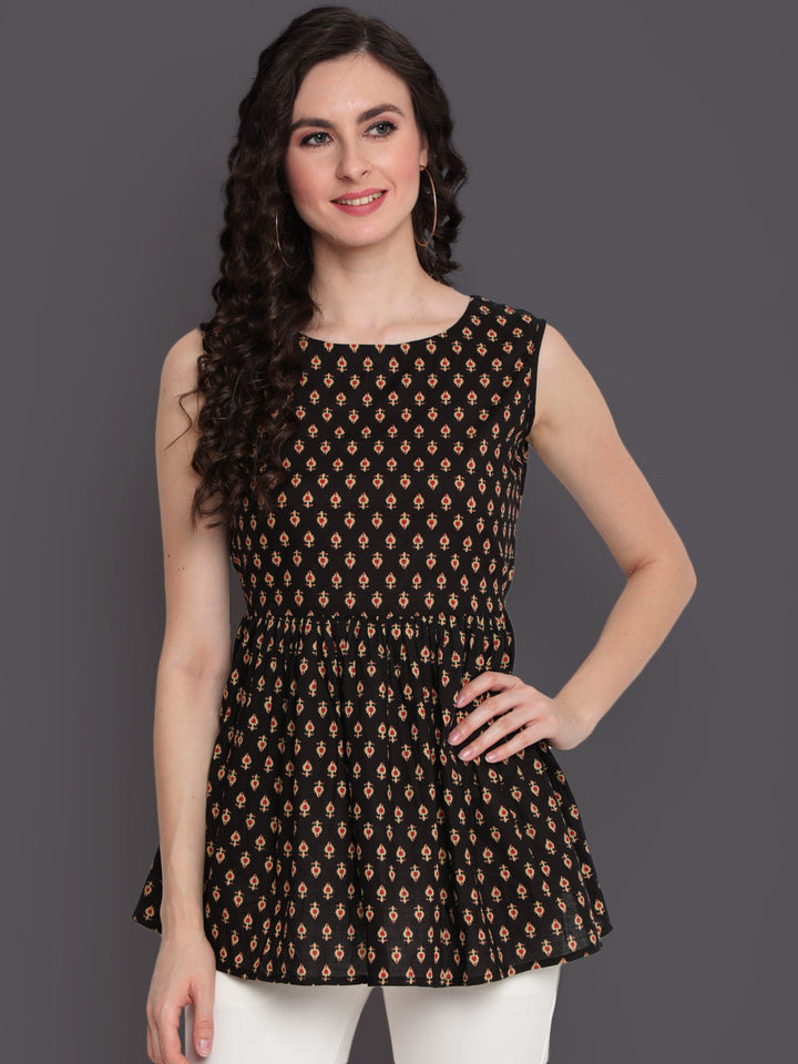 Printed Cotton Sleeveless Regular Top