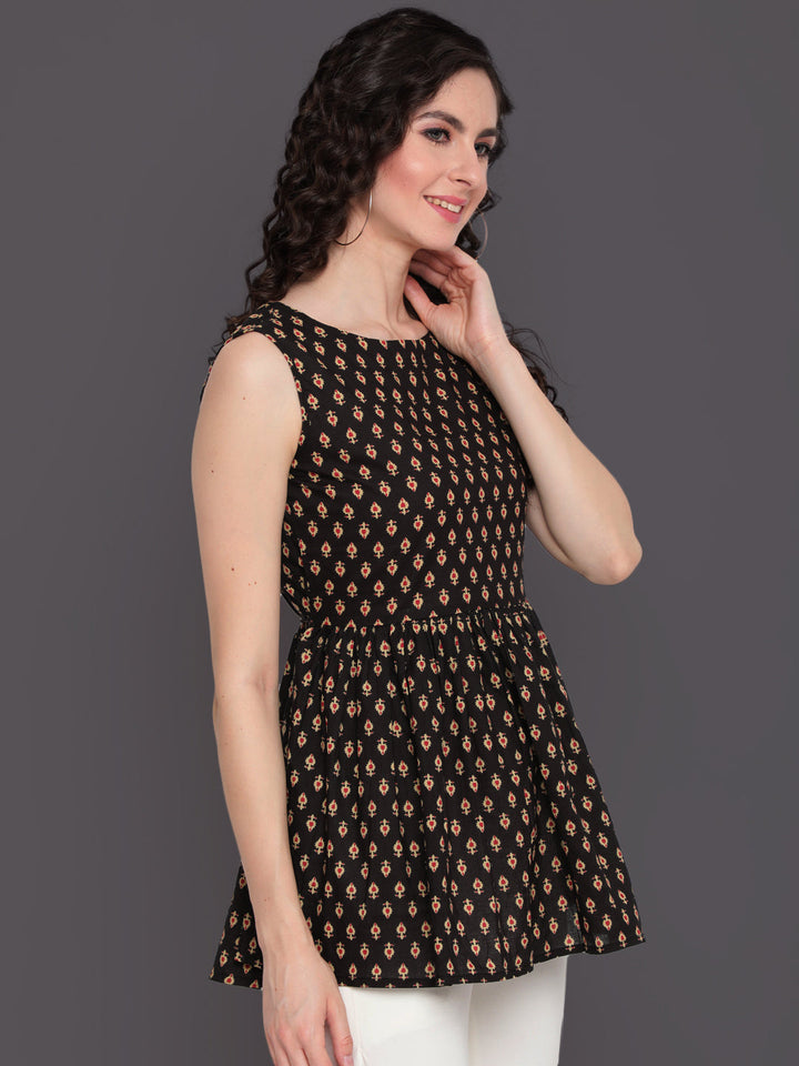 Printed Cotton Sleeveless Regular Top