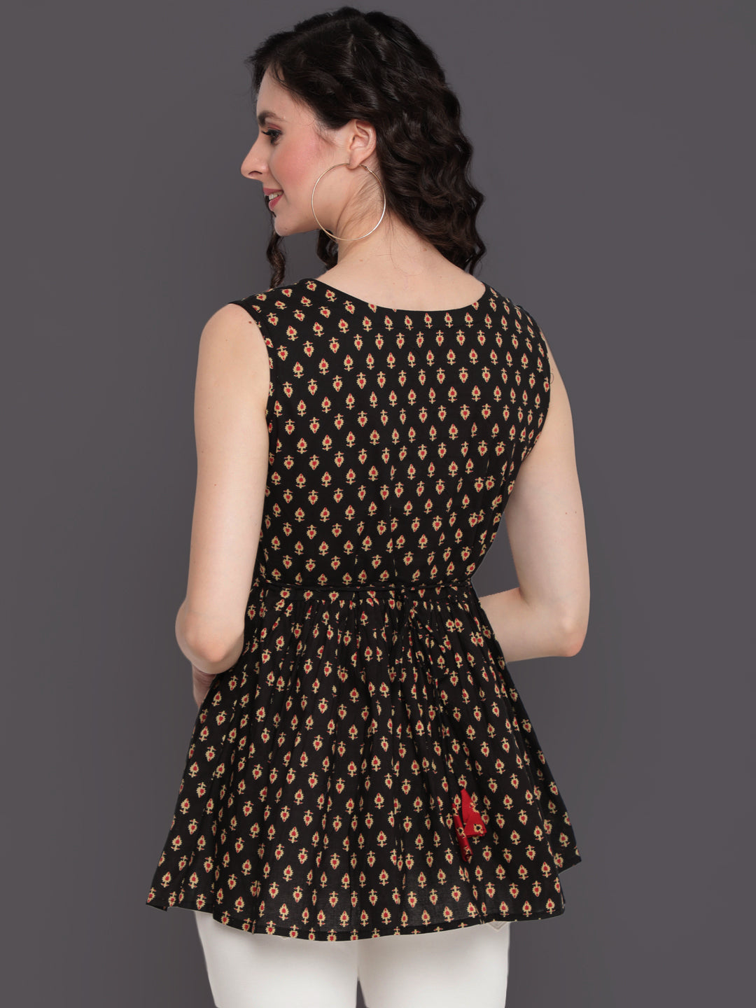 Printed Cotton Sleeveless Regular Top