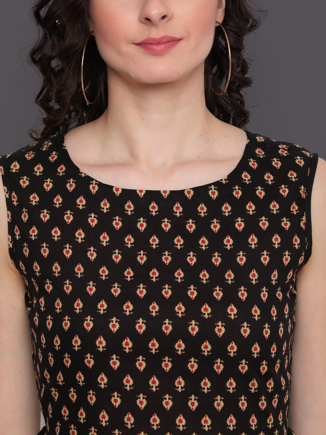Printed Cotton Sleeveless Regular Top
