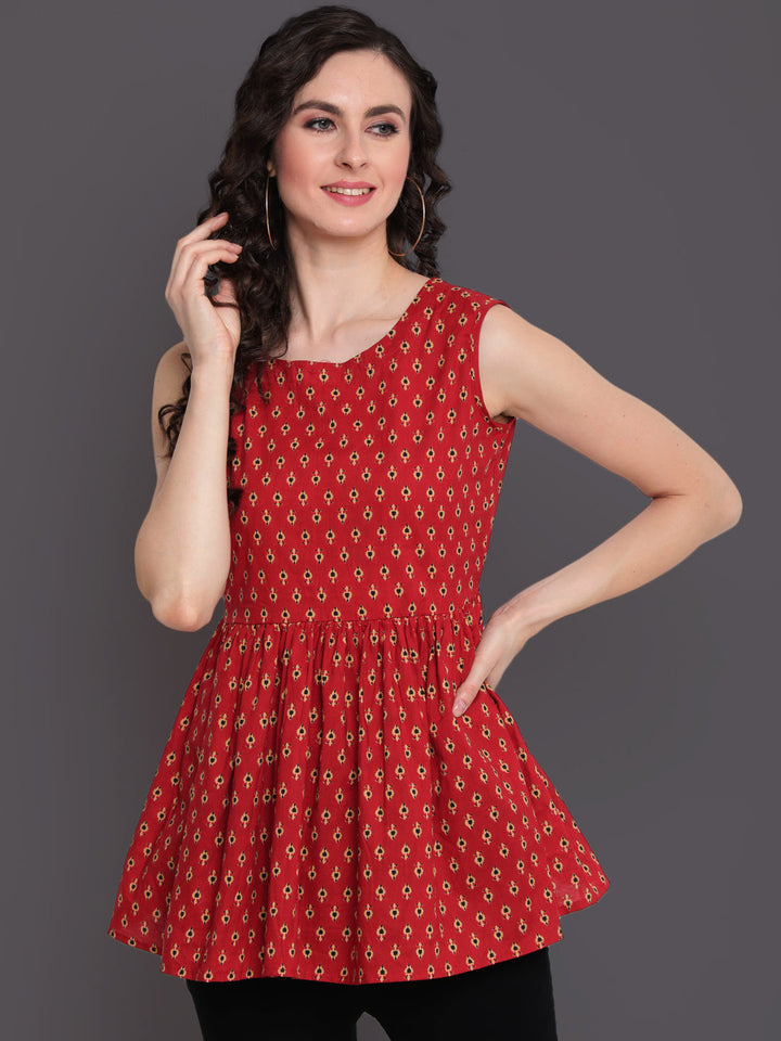 Printed Cotton Sleeveless Regular Top