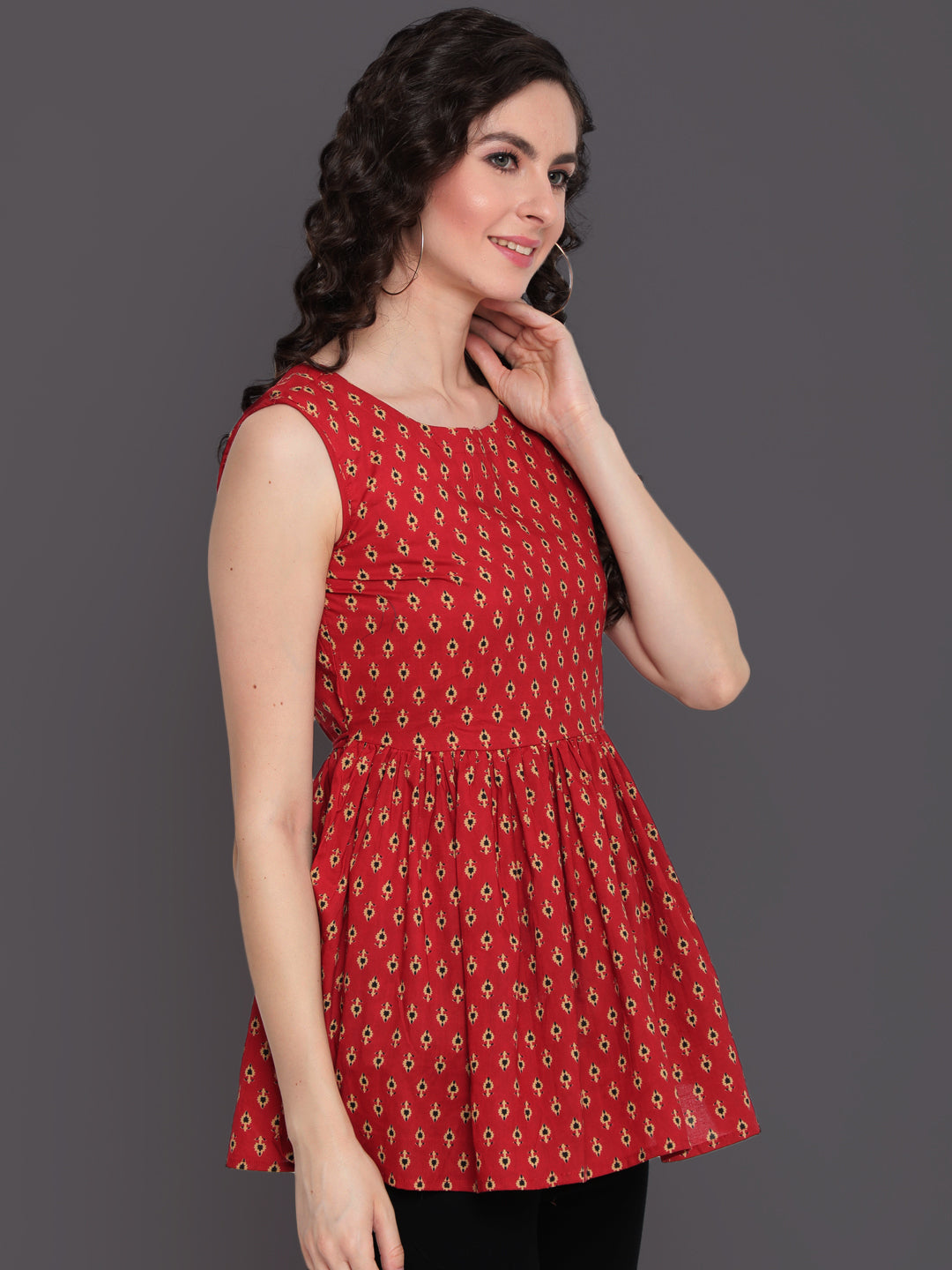 Printed Cotton Sleeveless Regular Top