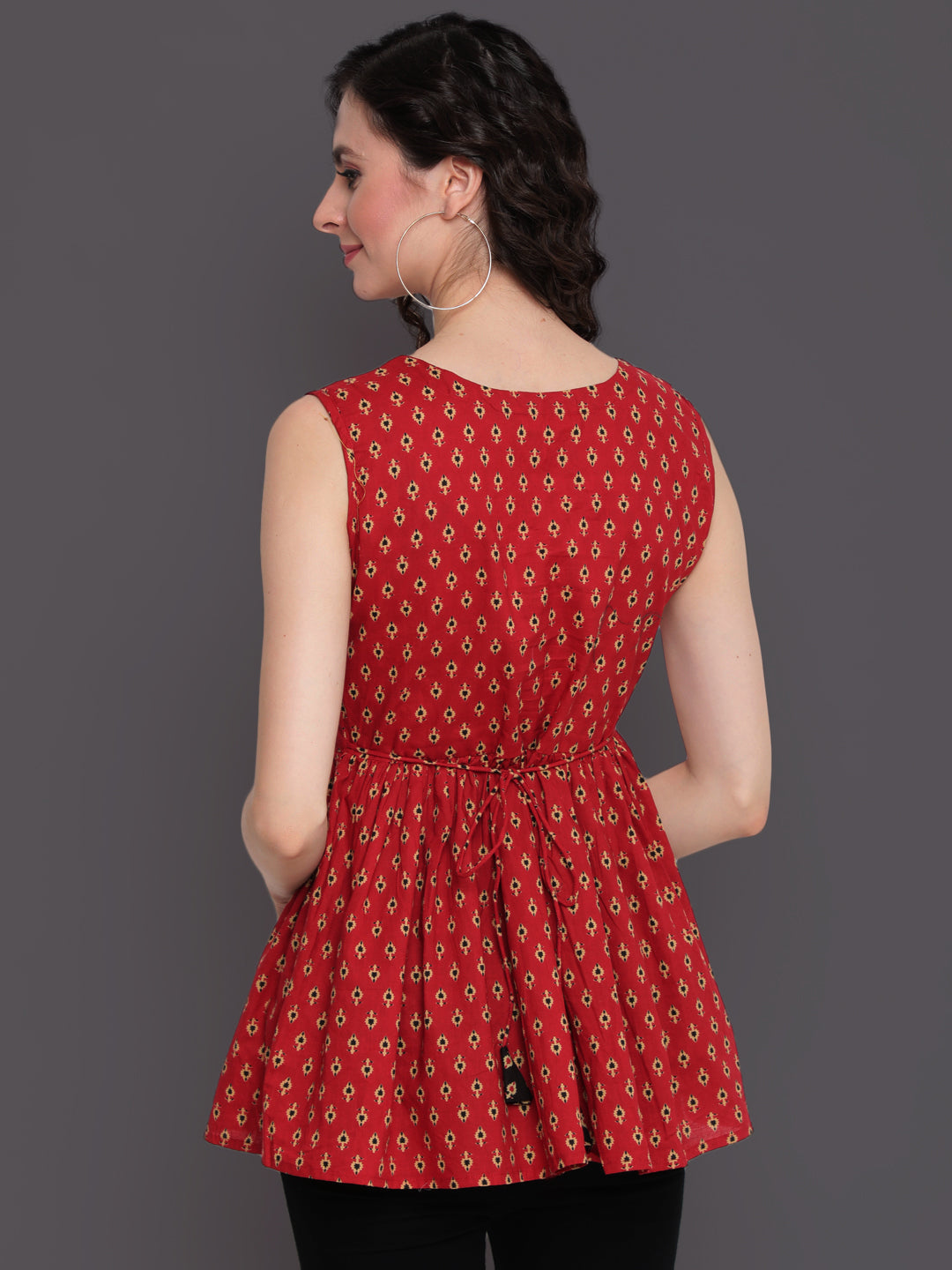 Printed Cotton Sleeveless Regular Top