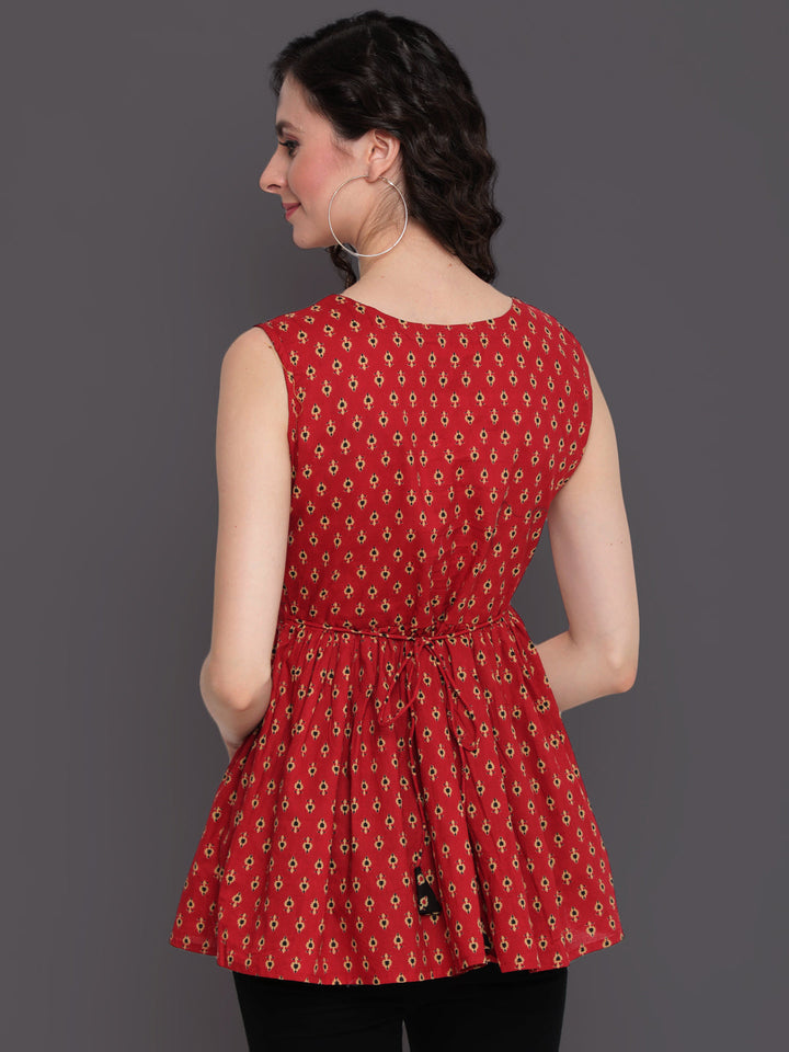 Printed Cotton Sleeveless Regular Top
