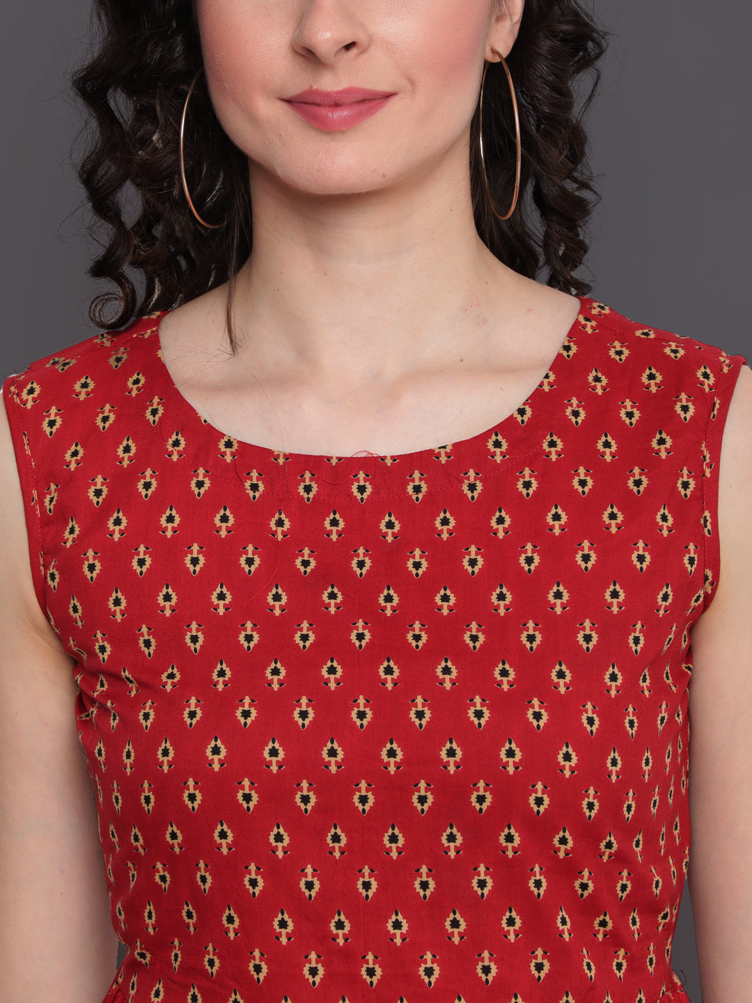 Printed Cotton Sleeveless Regular Top
