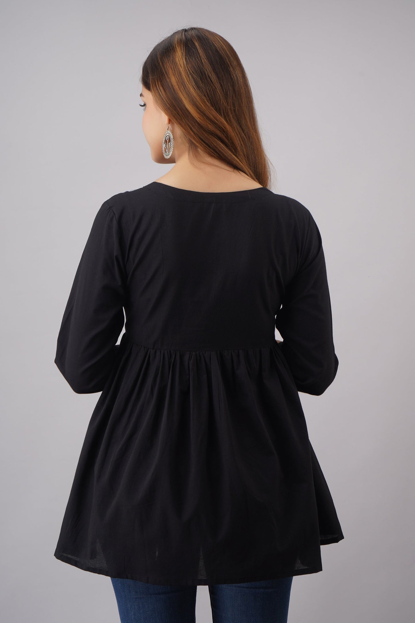 Embroidered Rayon 3/4 Sleeves Regular Top