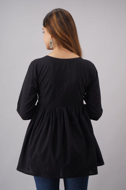 Embroidered Rayon 3/4 Sleeves Regular Top