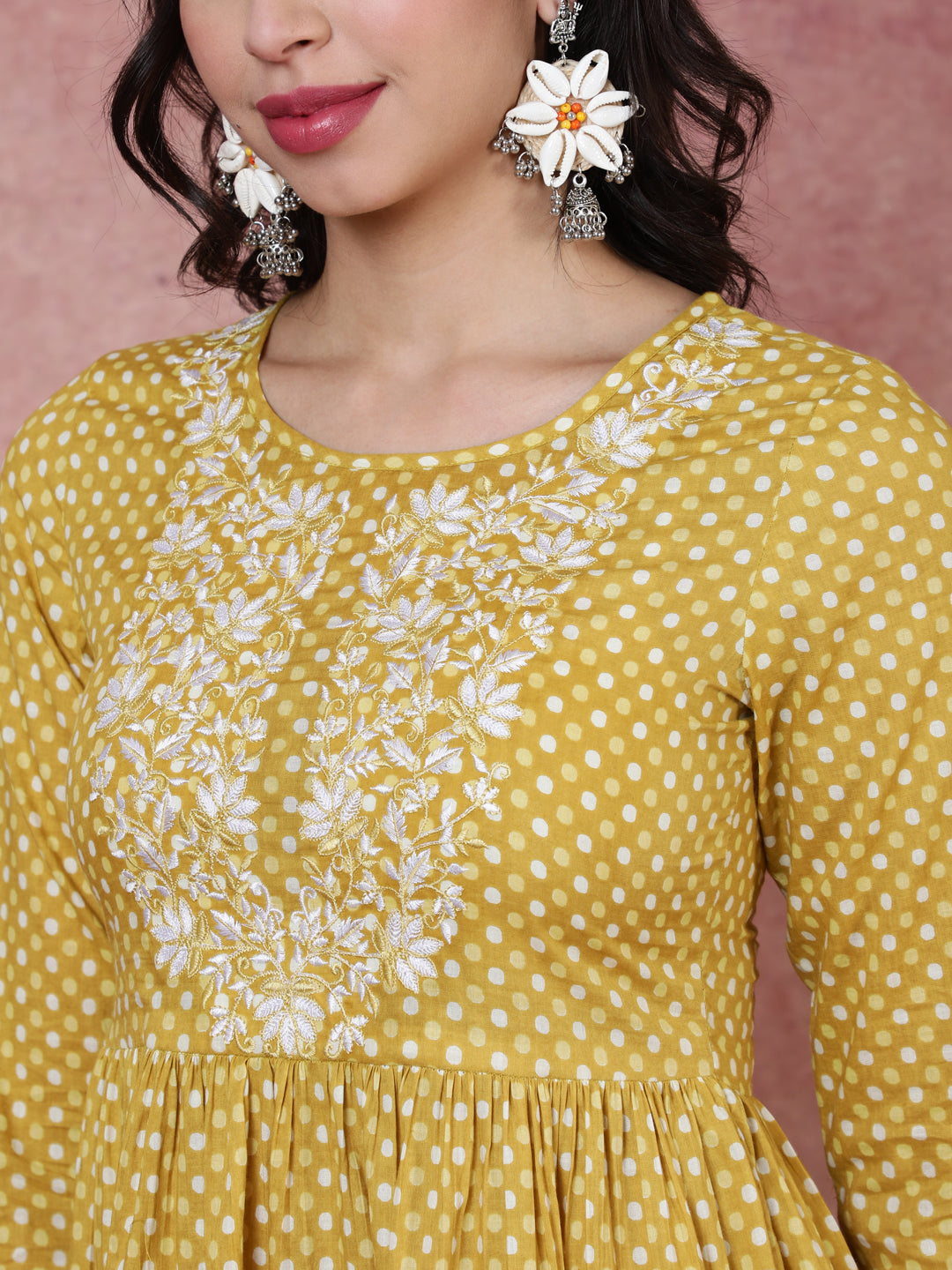 Cotton  Short Length Length Printed  3/4 Sleeve Round  Top