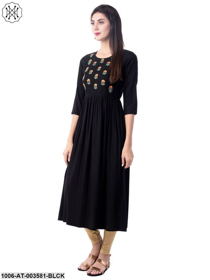 Women's Rayon Embroidered A-Line Kurta