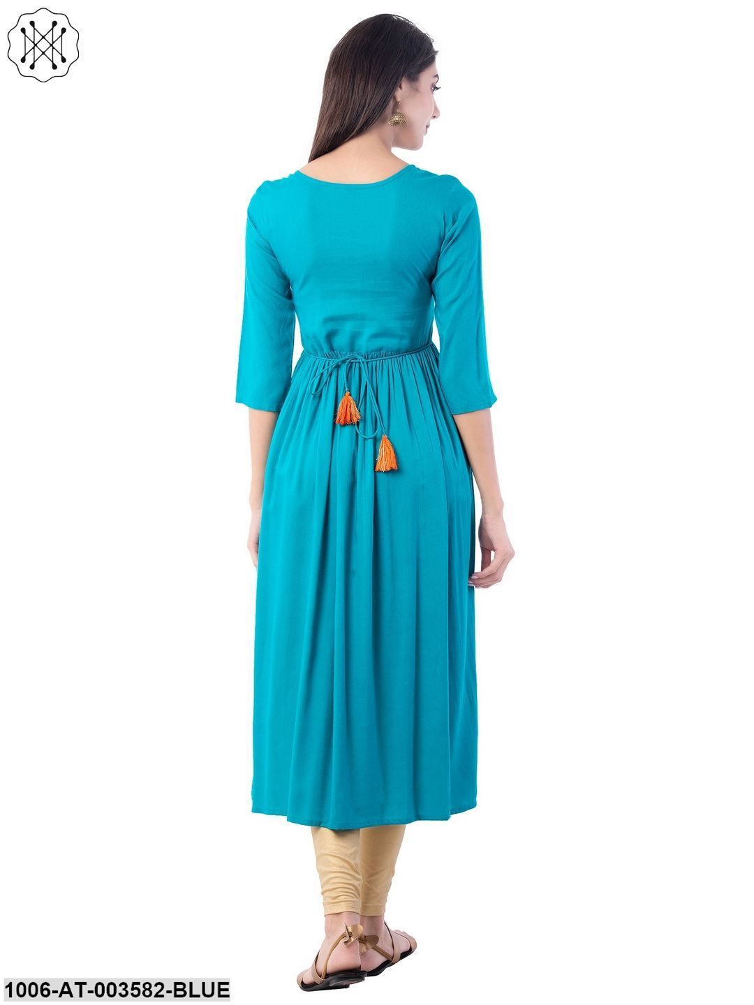 Women's Rayon Embroidered A-Line Kurta