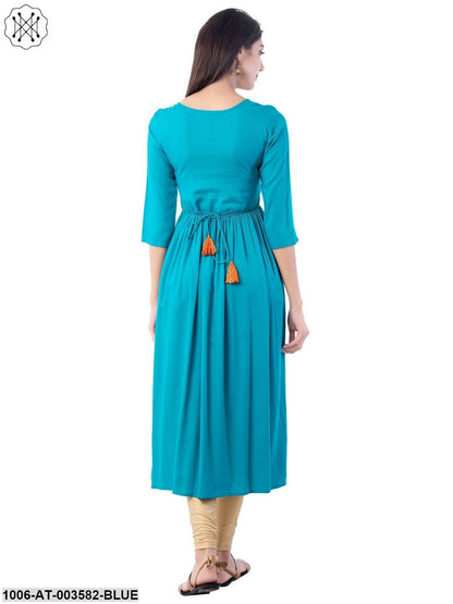 Women's Rayon Embroidered A-Line Kurta