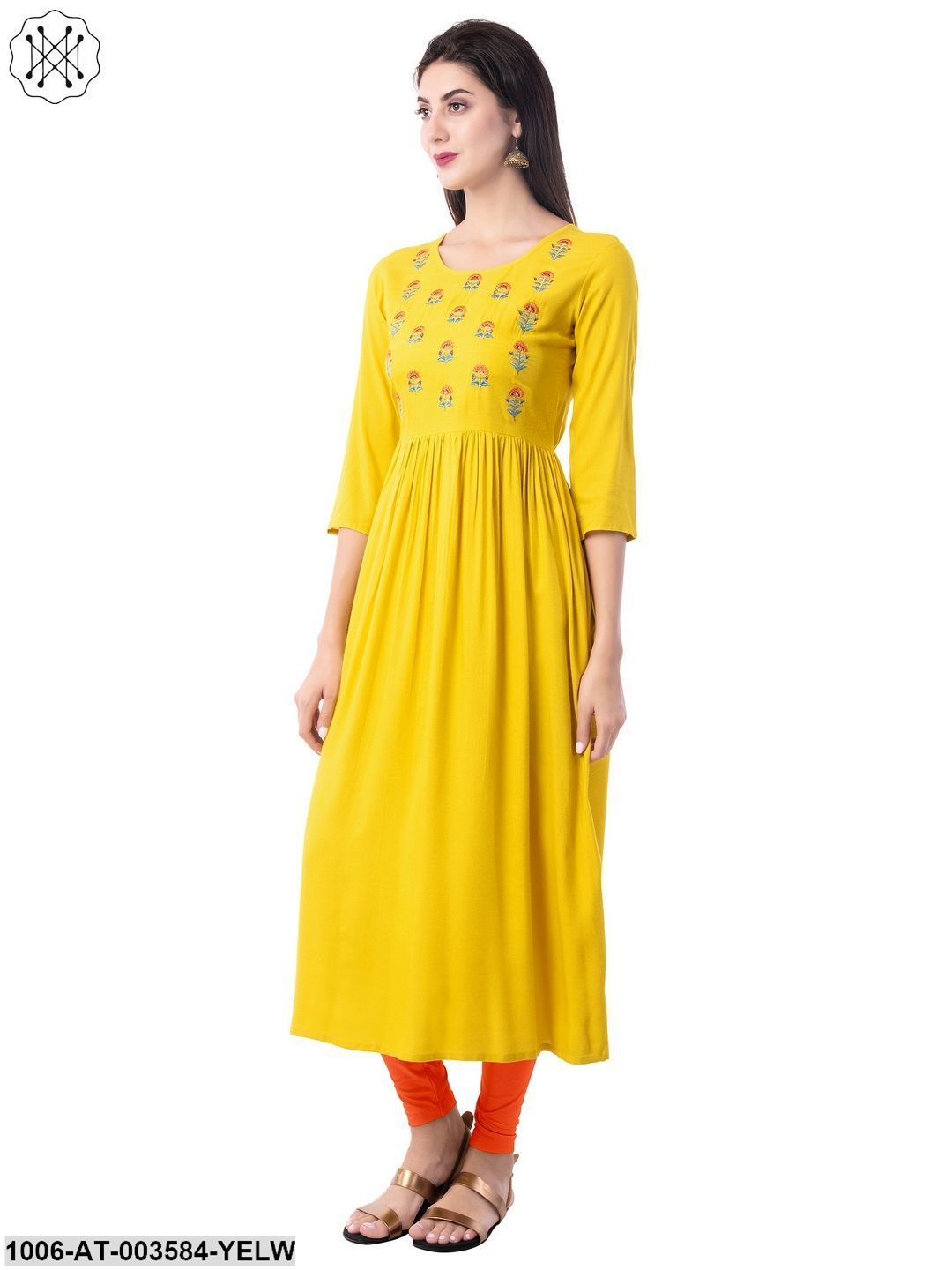 Women's Rayon Embroidered A-Line Kurta